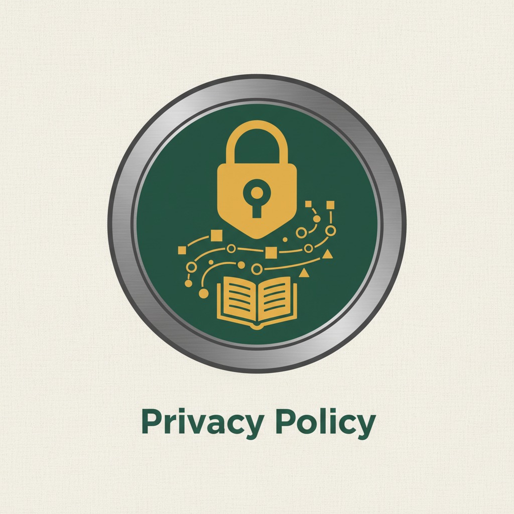 Een groen icoon met een hangslot en een open boek, vergezeld door de tekst Privacy Policy.
